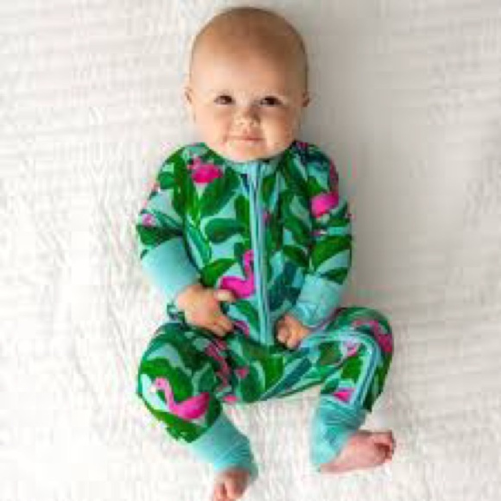 Little sleepies 6-12m Palm Springs pattern pajama zippies for baby girl